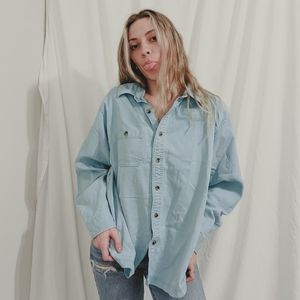L.L. Bean Aqua Blue Cotton Button Down